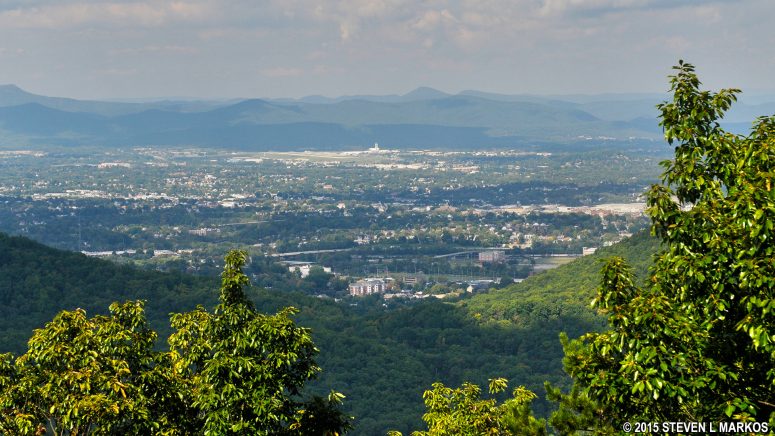 View of Roanoke, Virginia, from the Mill Mountain Overlook on Roanoke Mountain Loop Road off of the Blue Ridge Parkway