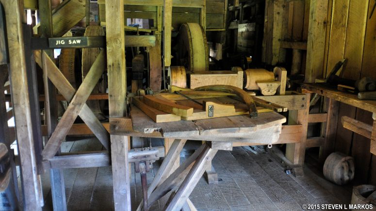 Ed Mabry's woodworking shop inside his mill on the Blue Ridge Parkway