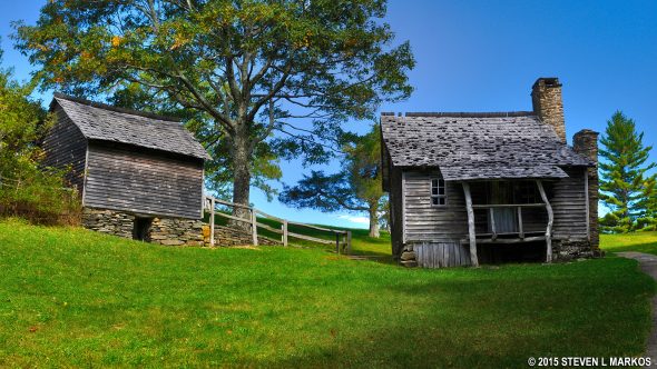 Brinegar Cabin and out building at Mile Post 238 on the Blue Ridge Parkway