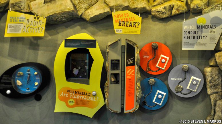 Interactive mineral properties exhibit at the Museum of North Carolina Minerals on the Blue Ridge Parkway