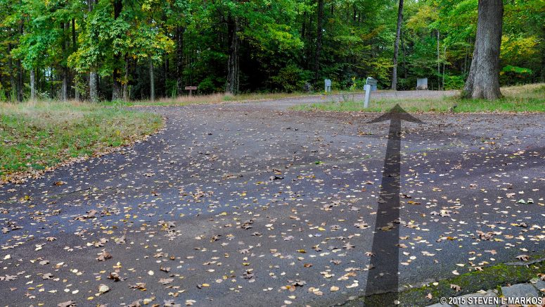 The Crabtree Falls Loop Trail officially starts at the parking lot inside the Crabtree Falls Campground on the Blue Ridge Parkway