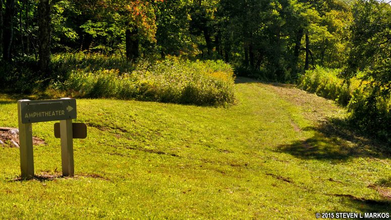 Trail back to the Crabtree Falls Visitor Center passes the Amphitheater, Blue Ridge Parkway
