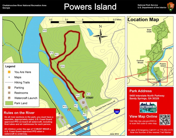 Powers Island Loop Hike (click to enlarge)