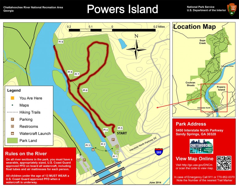 Powers Island Loop Hike (click to enlarge)