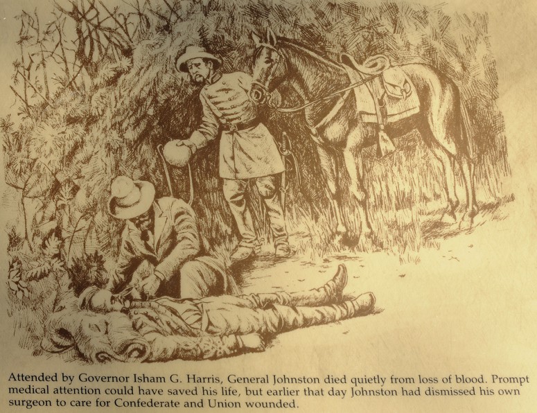 Drawing depicting Johnston's death