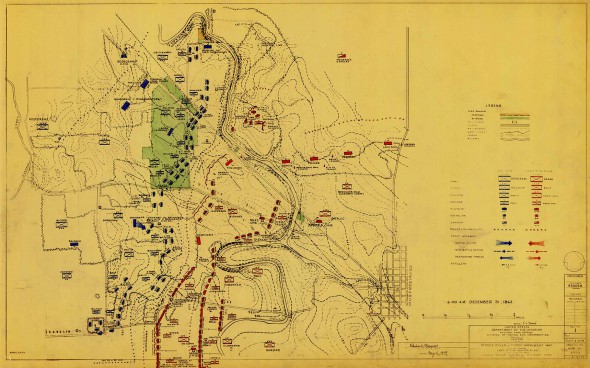Battle lines as of 6 AM on December 31, 1862, the start of the battle