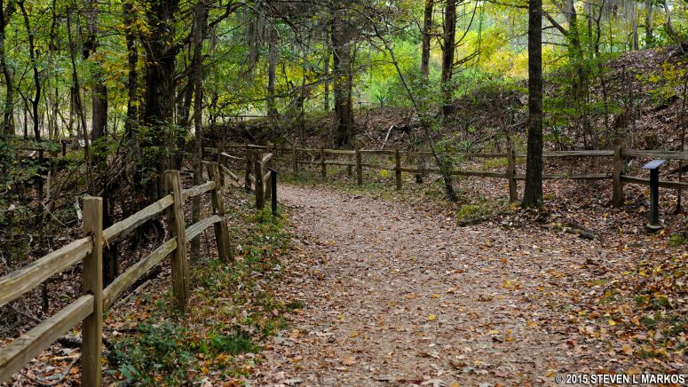 Trail that leads from the parking lot to the Rocky Springs town site at Mile 54.8 on the Natchez Trace Parkway