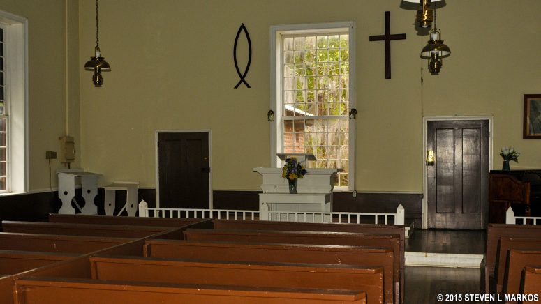 Interior of Rocky Springs Methodist Church at Mile 54.8 on the Natchez Trace Parkway