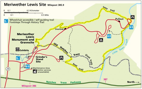Meriwether Lewis Site Loop Trail map (click to enlarge)