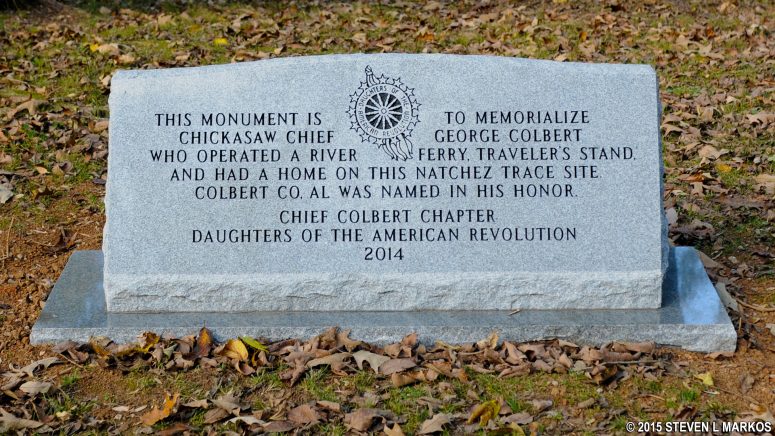 Granite memorial to George Colbert at Mile 327.3 on the Natchez Trace Parkway