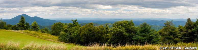 Panoramic view from the Cahas Mountain View stop on the Blue Ridge Parkway (click to enlarge)