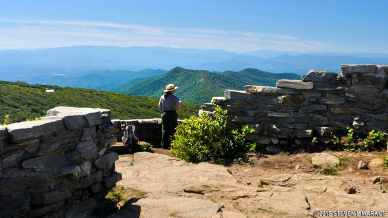 The Craggy Pinnacle Trail on the Blue Ridge Parkway leads to an overlook at the Pinnacle summit