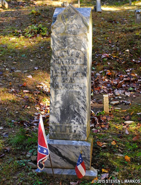 Grave of Levi B. Colwell (10/14/1815 to 11/4/1864) in the Palmer Chapel Cemetery, Great Smoky Mountains National Park