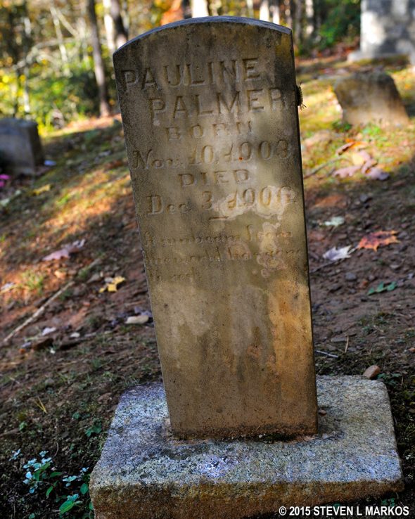 Grave of Pauline Palmer in the Palmer Chapel Cemetery, Great Smoky Mountains National Park