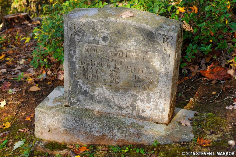 Grave of Alice Caldwell in the Palmer Chapel Cemetery, Great Smoky Mountains National Park