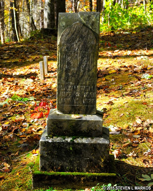 Grave of H. J. Caldwell (11/3/1851 to 5/19/1922) in the Caldwell Cemetery, Great Smoky Mountains National Park