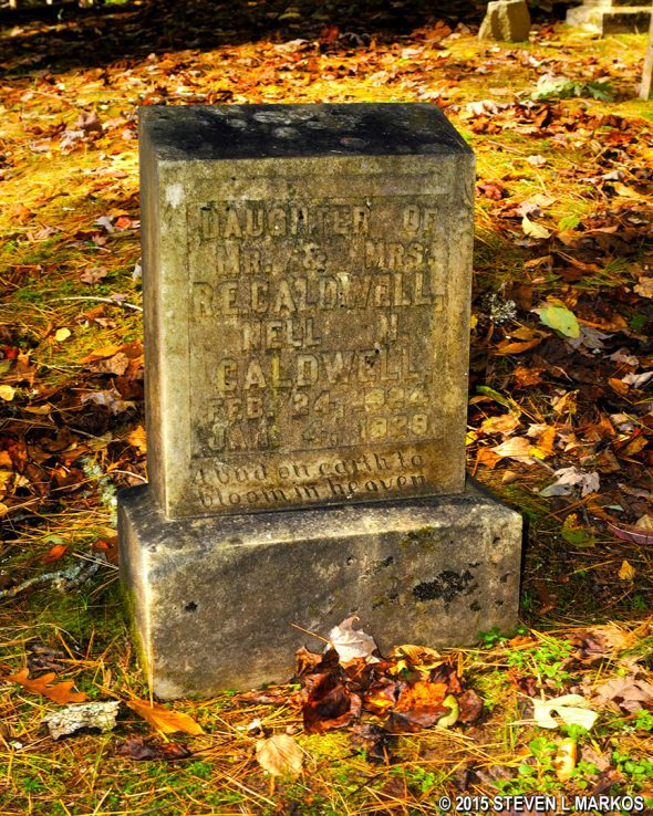 Grave of Nell N. Caldwell (2/24/1924 to 1/4/1929) in the Caldwell Cemetery, Great Smoky Mountains National Park