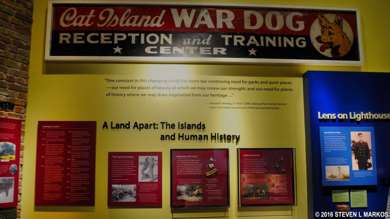 History exhibit at the Colmer Visitor Center at Gulf Islands National Seashore in Mississippi