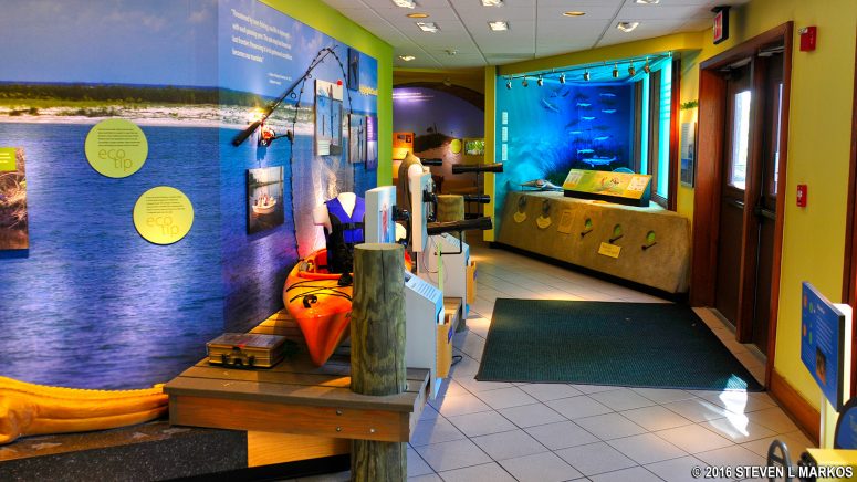 Exhibits at the Colmer Visitor Center at Gulf Islands National Seashore in Mississippi