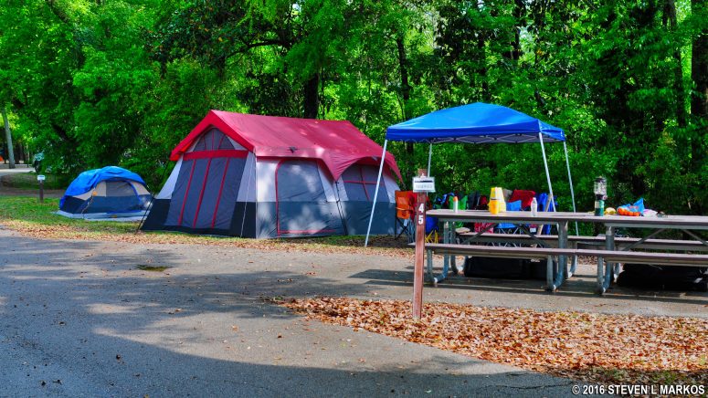 Tent campers at Davis Bayou Campground, Gulf Islands National Seashore