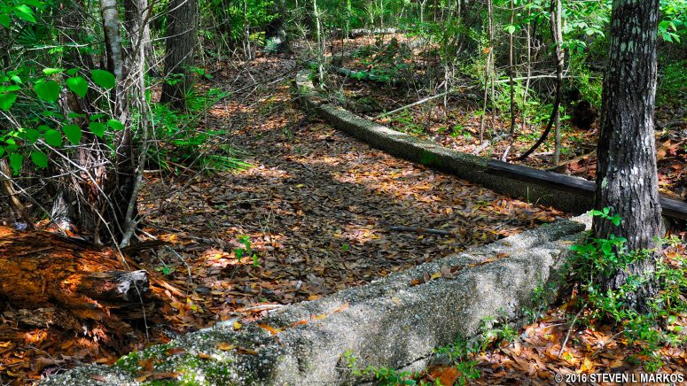 Foundation of the CCC dining/recreation building in the Davis Bayou unit of Gulf Islands National Seashore