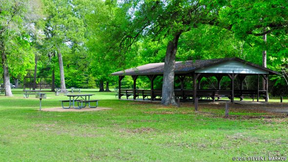 Picnic area at Gulf Islands National Seashore's Davis Bayou unit