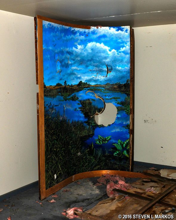 Old exhibit inside one of the buildings at the Chekika Day Use Area in Everglades National Park