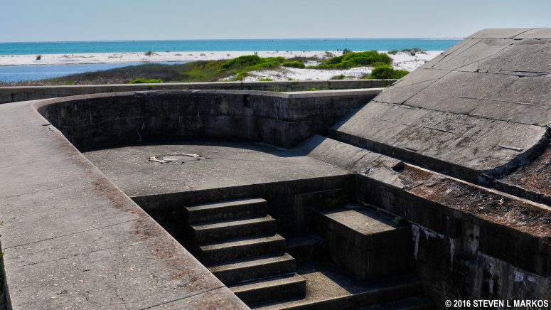One of Battery Payne's two gun pits that held a 3-inch rapid fire gun, Gulf Islands National Seashore