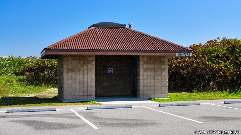 Typical restroom at each parking area at Playalinda Beach, Canaveral National Seashore