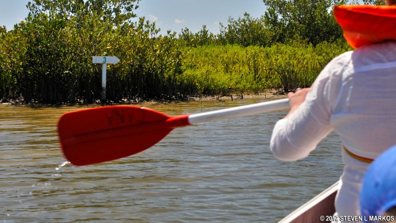 Directional sign on the Shipyard Island Canoe Trail