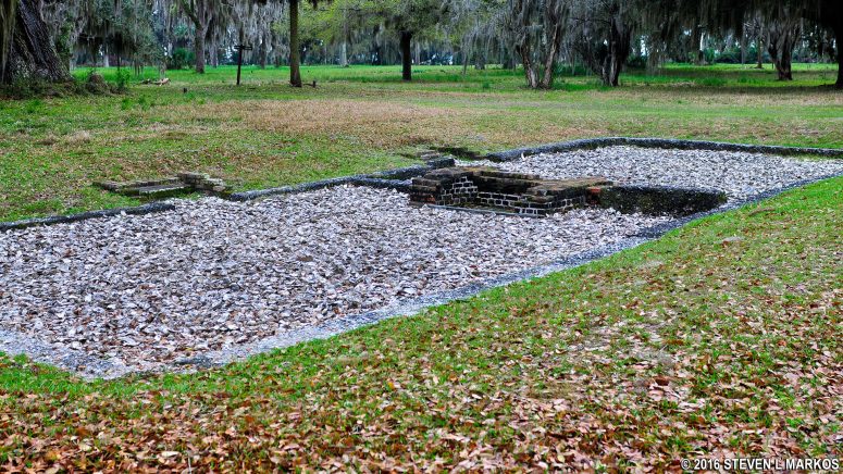 Shells cover the excavated sites at Fort Frederica to help fight erosion