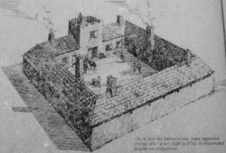Possible design of the Fort Frederica barracks based on historical records
