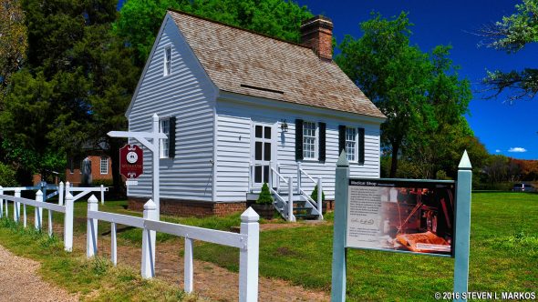 Reconstructed Medical Shop of Dr. Corbin Griffin in the historic Yorktown section of Colonial National Historical Park