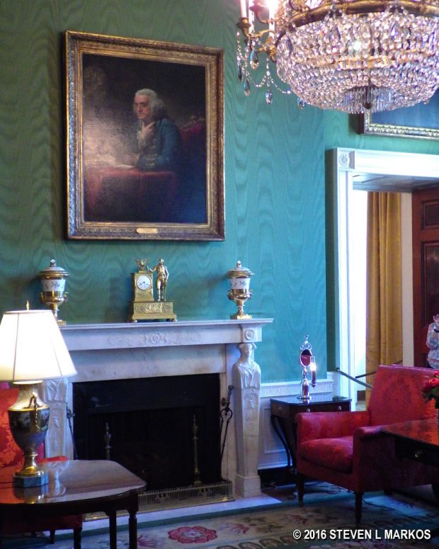 Benjamin Franklin portrait in the Green Room of the White House