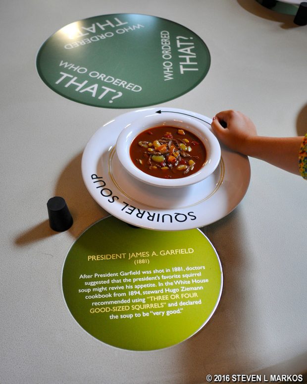 Exhibit in the White House Visitor Center on the favorite dishes of various presidents