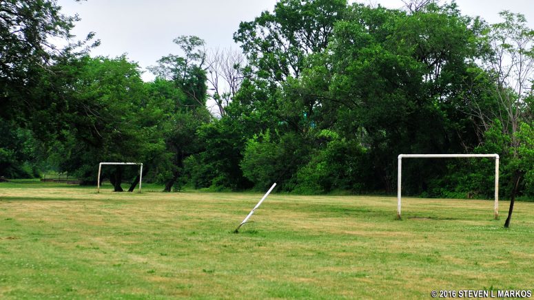 Small soccer field with goals at Anacostia Park in Washington, D.C.