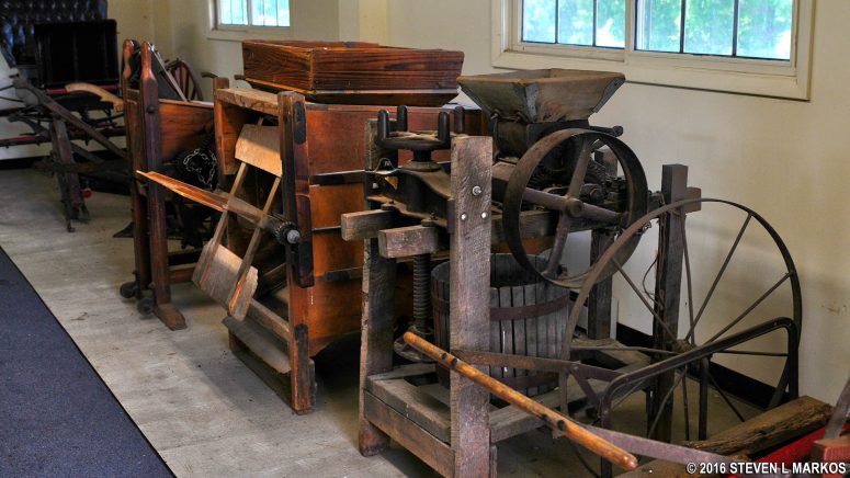 Antique farm equipment on display at the Farm Museum at Oxon Hill Farm in Maryland