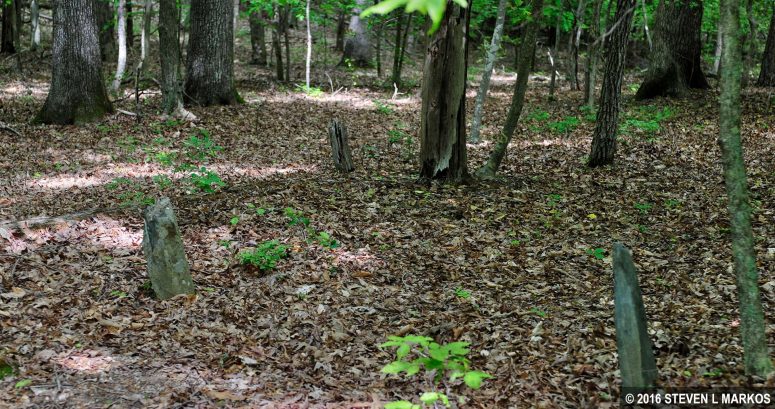 Fieldstones mark forgotten graves at the Cannon-Reed Cemetery along the Birch Bluff Trail in Prince William Forest Park