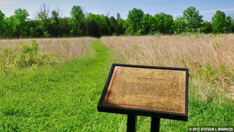 Wayside exhibit along the Brawner Farm Loop Trail with a quote from a Confederate soldier, Manassas National Battlefield Park