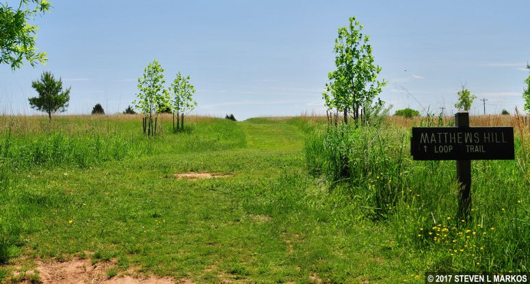 Trailhead for the Matthew Hill Loop Trail in Manassas National Battlefield Park