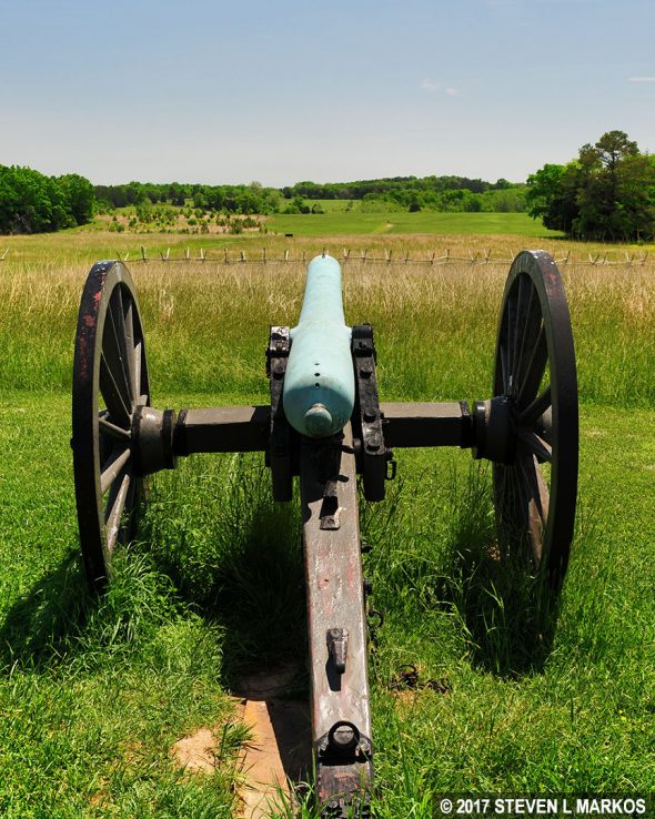 Union cannon on Matthews Hill aims towards the Confederate line, Manassas National Battlefield Park