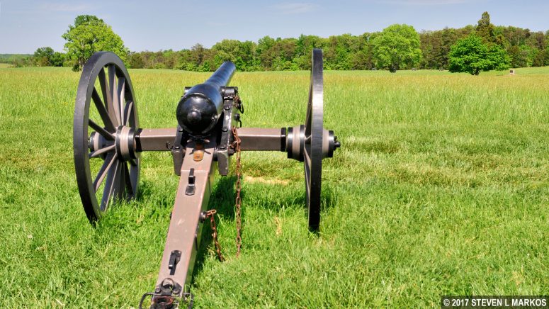 Union cannon on Henry Hill aims towards the Confederate line, Manassas National Battlefield Park