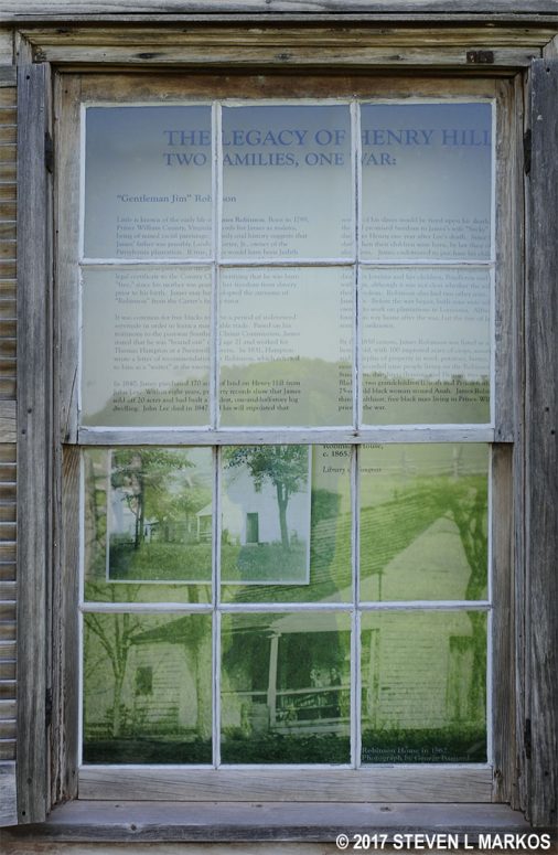 Information in a window at the Henry House, Manassas National Battlefield Park