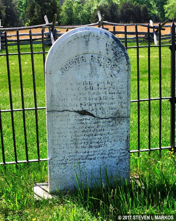 Grave of Judith Henry in the Henry Family cemetery, Manassas National Battlefield Park