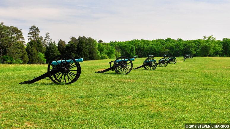 Cannon exhibit east of Henry Hill marks the location of the late afternoon Confederate battle line during the First Battle of Manassas, Manassas National Battlefield Park