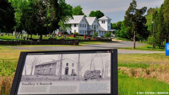 View of the 1918 Sudley Church from the Stop 5 parking lot on the Second Manassas Battlefield Tour, Manassas National Battlefield Park