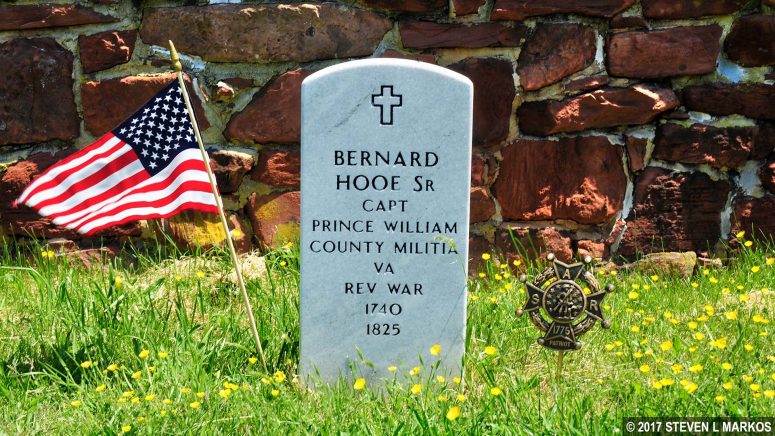 Grave of Bernard Hooe, a veteran of the American Revolution, in the Hooe Cemetery at Chinn Ridge, Manassas National Battlefield Park