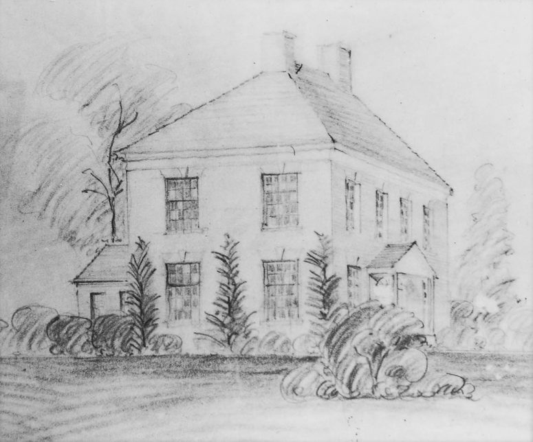 Illustration of the Pittsylvania plantation house based on historical evidence