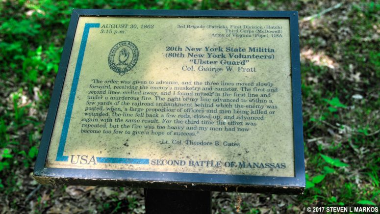 Union quote panel along a trail in Manassas National Battlefield Park