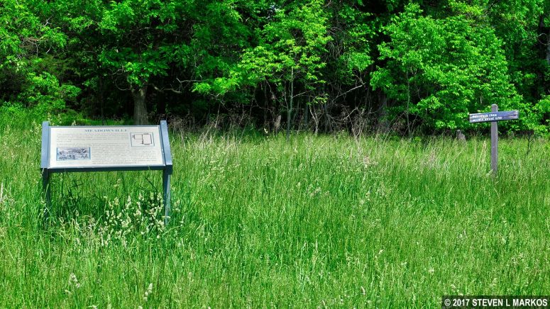 Wayside exhibit at the start of the loop portion of the Stuart's Hill Loop Trail in Manassas National Battlefield Park
